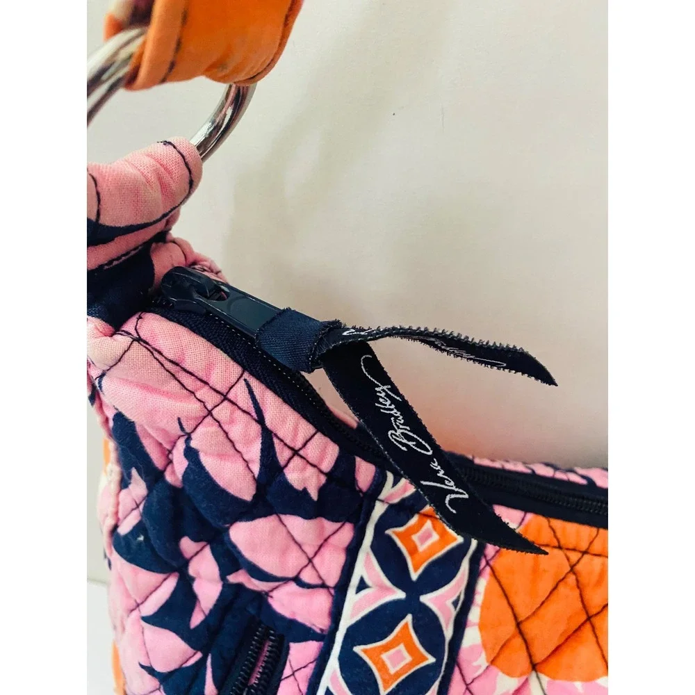 Vera Bradley Sun Valley Quilted Cotton Hobo Shoulder Bag Pink Navy Floral